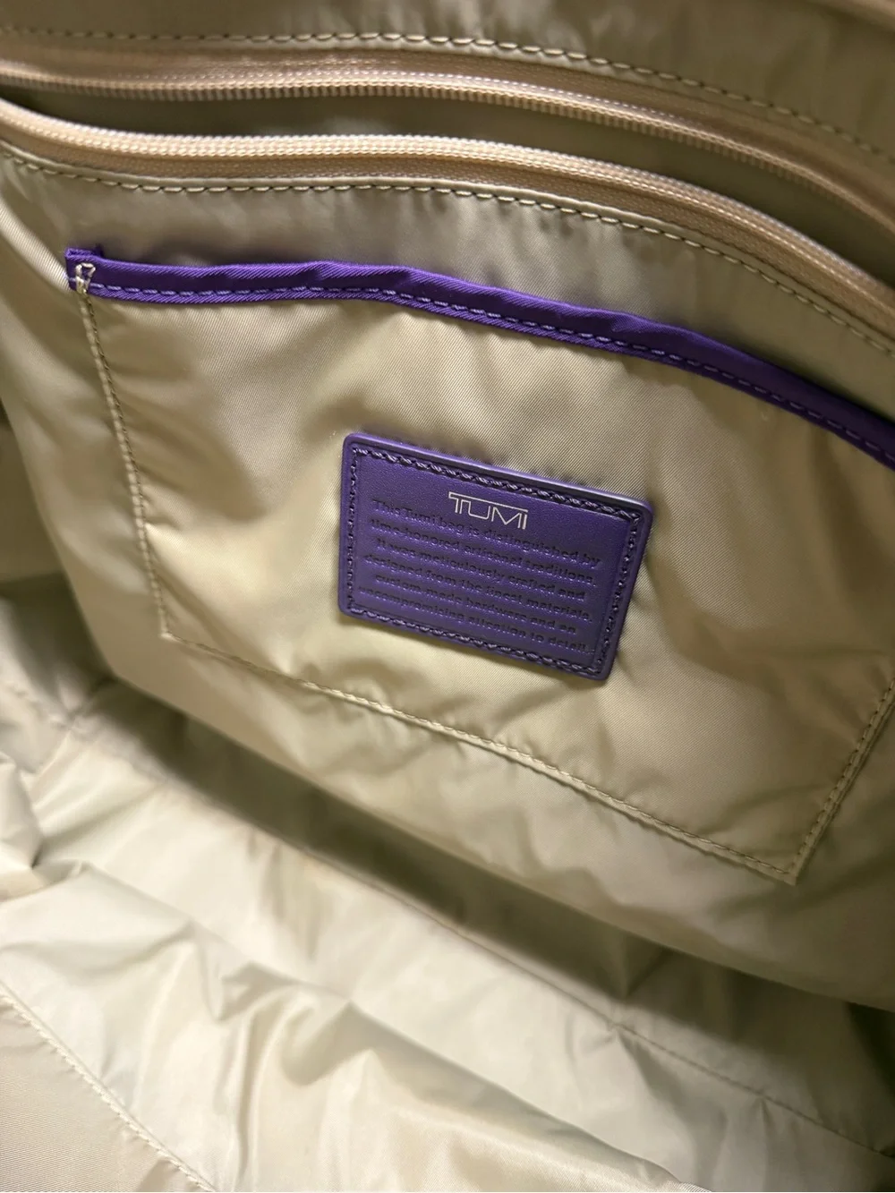 TUMI Voyageur Q Tote Purple Nylon Leather Straps Large Travel Shoulder Bag
